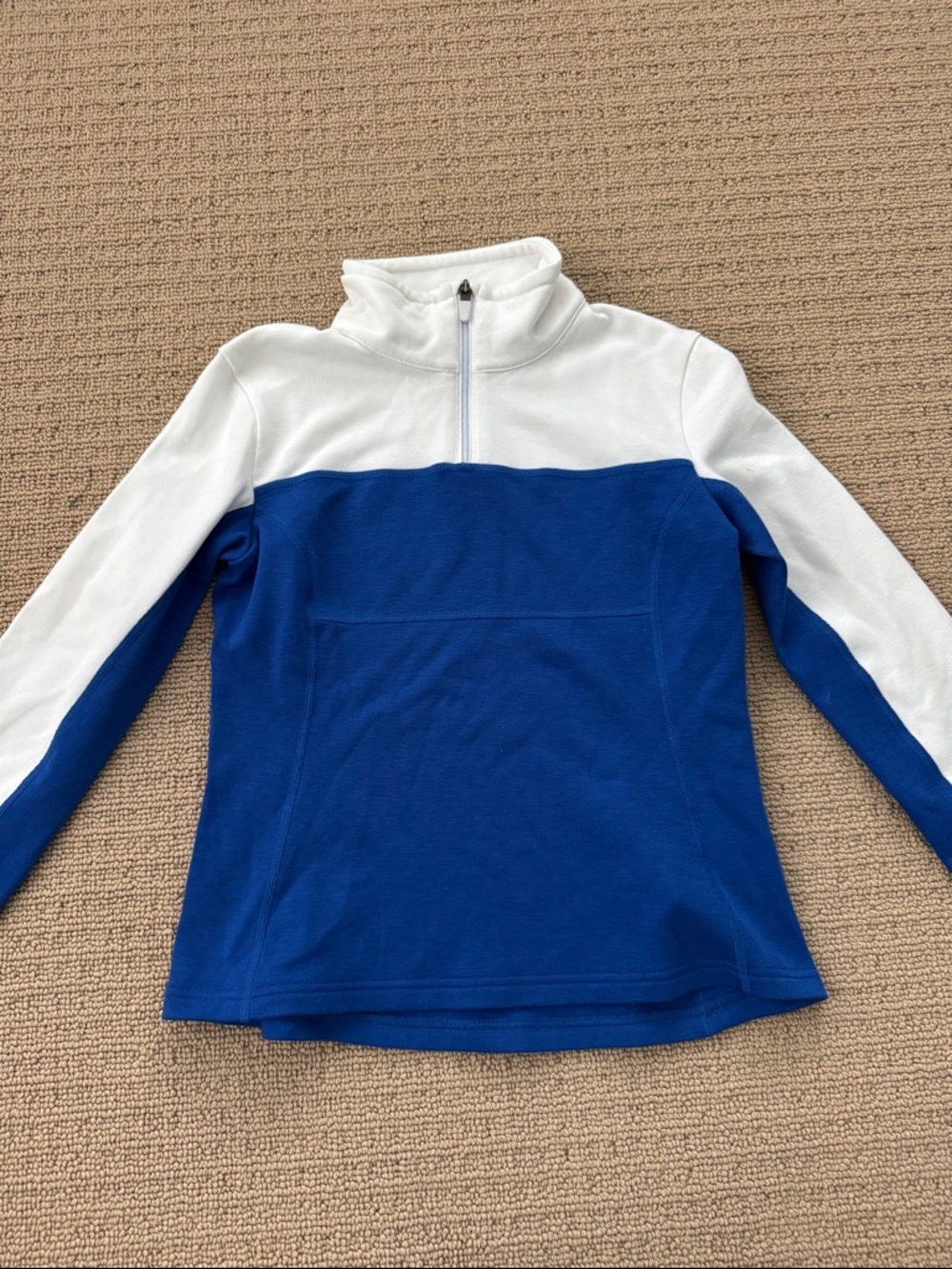 Kids Blue and White Quarter -Zip Pullover  Top
